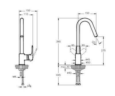 Смеситель Root Round для кухни, хром